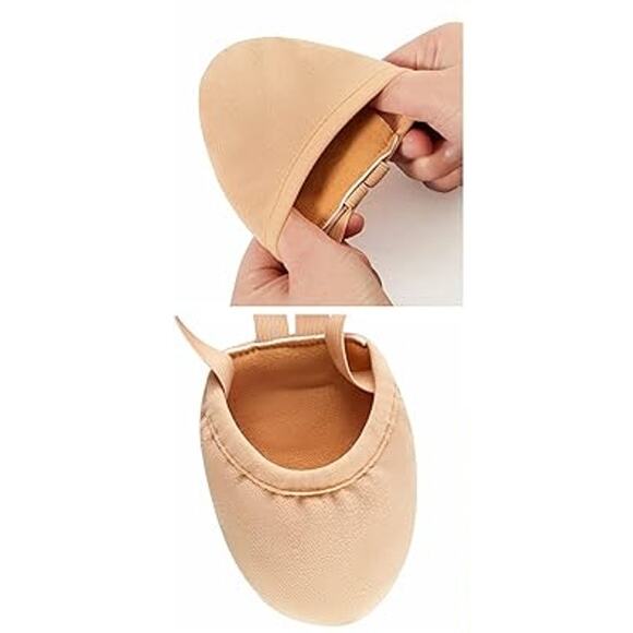 New Sangeeson Womens Medium Tan Half Sole Stretch Canvas Ballet Dance Shoes - Picture 5 of 5
